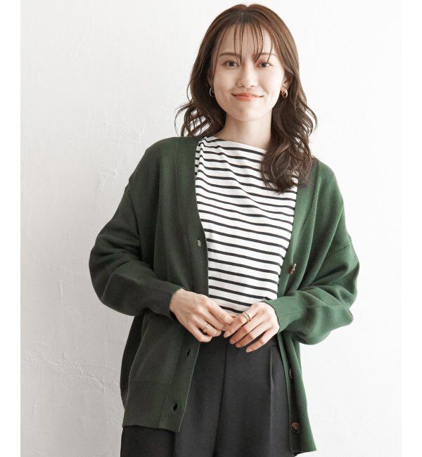 ikka「Vネックカーディガン」|その他|グリーン