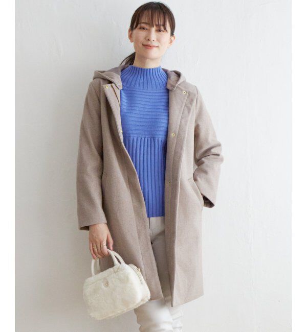 IKKA LOUNGE「ウールライクフード取り外しコート」|その他|コーヒー