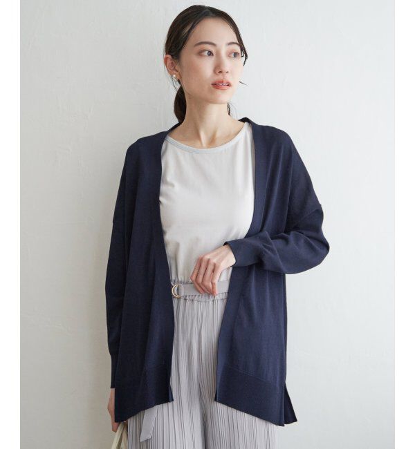 ikka「【洗濯機で洗える／吸水速乾】洗えるさらっとカーディガン【UVカット】」|その他|ネイビー