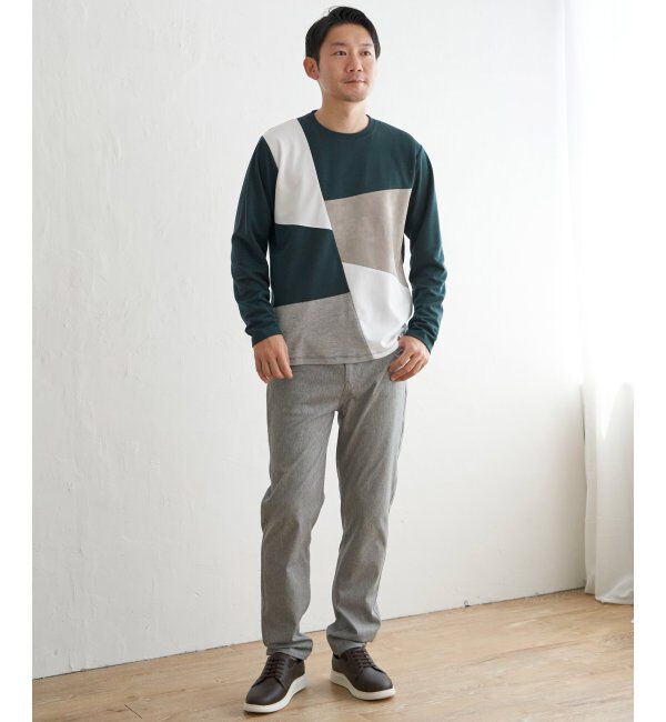 ikka「ブロックススエード切り替えロンT」|Tシャツ・カットソー|