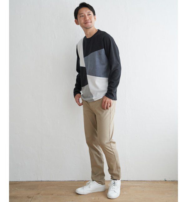 ikka「ブロックススエード切り替えロンT」|Tシャツ・カットソー|
