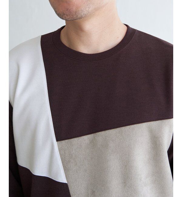 ikka「ブロックススエード切り替えロンT」|Tシャツ・カットソー|