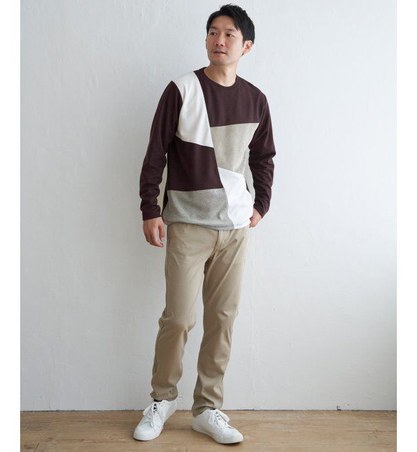 ikka「ブロックススエード切り替えロンT」|Tシャツ・カットソー|
