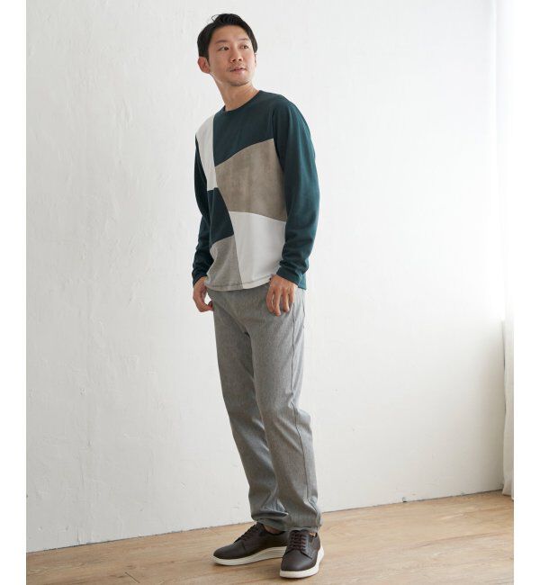 ikka「ブロックススエード切り替えロンT」|Tシャツ・カットソー|