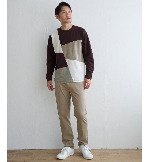 ikka「ブロックススエード切り替えロンT」|Tシャツ・カットソー|
