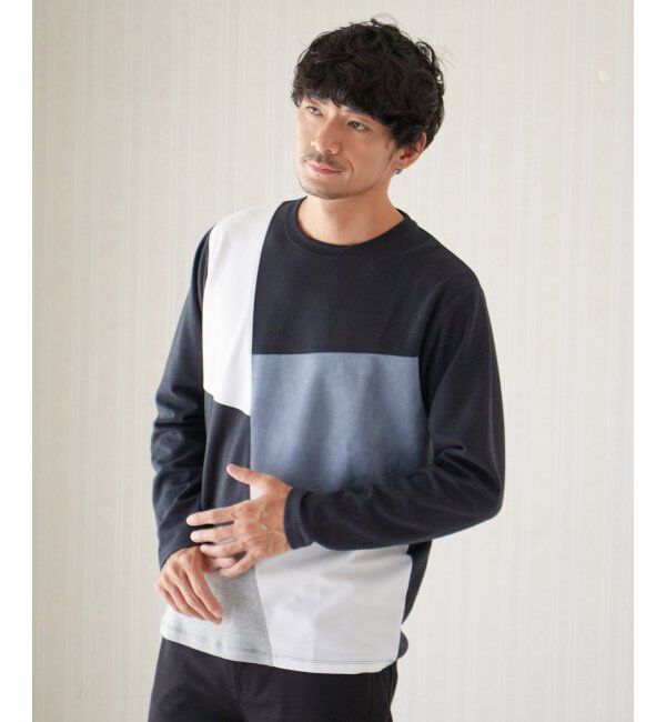 ikka「ブロックススエード切り替えロンT」|Tシャツ・カットソー|