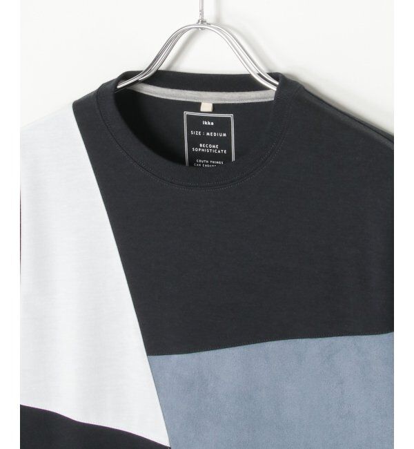 ikka「ブロックススエード切り替えロンT」|Tシャツ・カットソー|