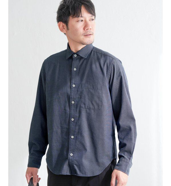 IKKA LOUNGE「デニムライクスイスカラーシャツ」|シャツ・ブラウス|ネイビーブルー