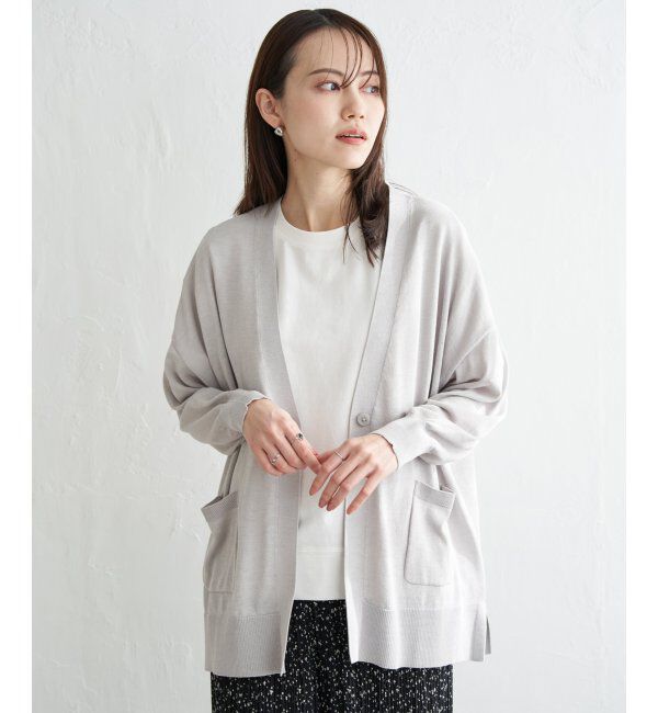 ikka「洗えるさらっとVネックカーディガン」|その他|ライトグレー