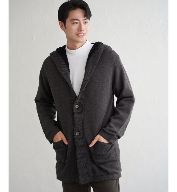 ikka「裏ボアニットフーディガン」|その他|チャコール