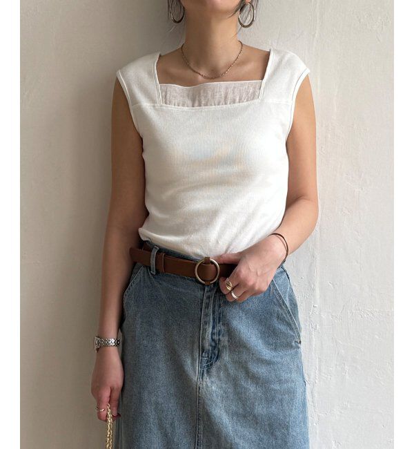 Lbc with Life「スクエアネックシアーレイヤードタンクトップ」|キャミソール|