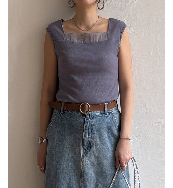 Lbc with Life「スクエアネックシアーレイヤードタンクトップ」|キャミソール|