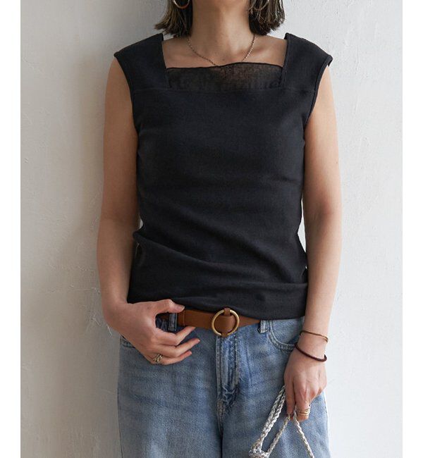 Lbc with Life「スクエアネックシアーレイヤードタンクトップ」|キャミソール|
