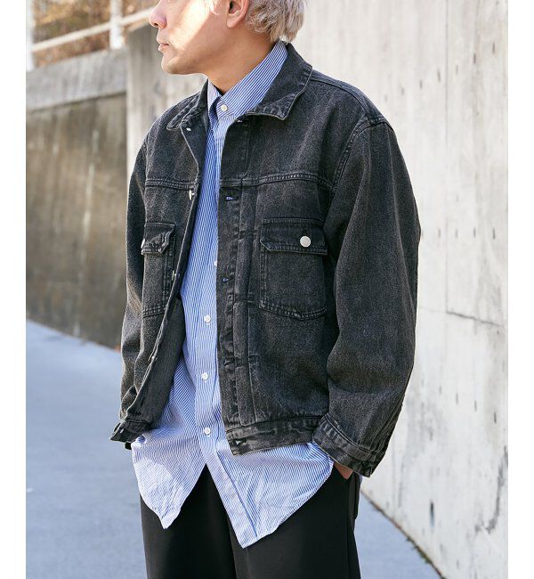VENCE share style「デニムGジャン」|ブルゾン・スタジャン|ブラック