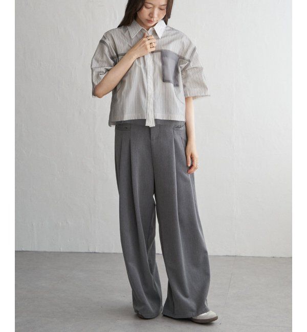 VENCE share style「ストライプチュールカブセSSシャツ」|シャツ・ブラウス|