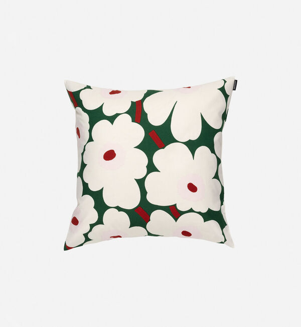 Marimekko「Pieni Unikko クッションカバー 50&times;50cm」|クッション・クッションカバー|ﾀﾞｰｸｸﾞﾘｰﾝ&times;ｵﾌﾎﾜｲﾄ