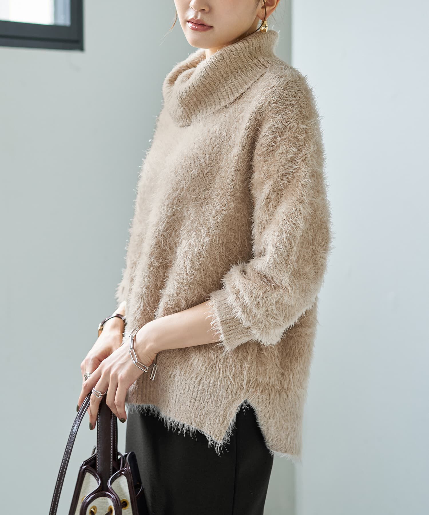 STYLE DELI「ふわふわシャギーオフタートルニット」|ニット・セーター|