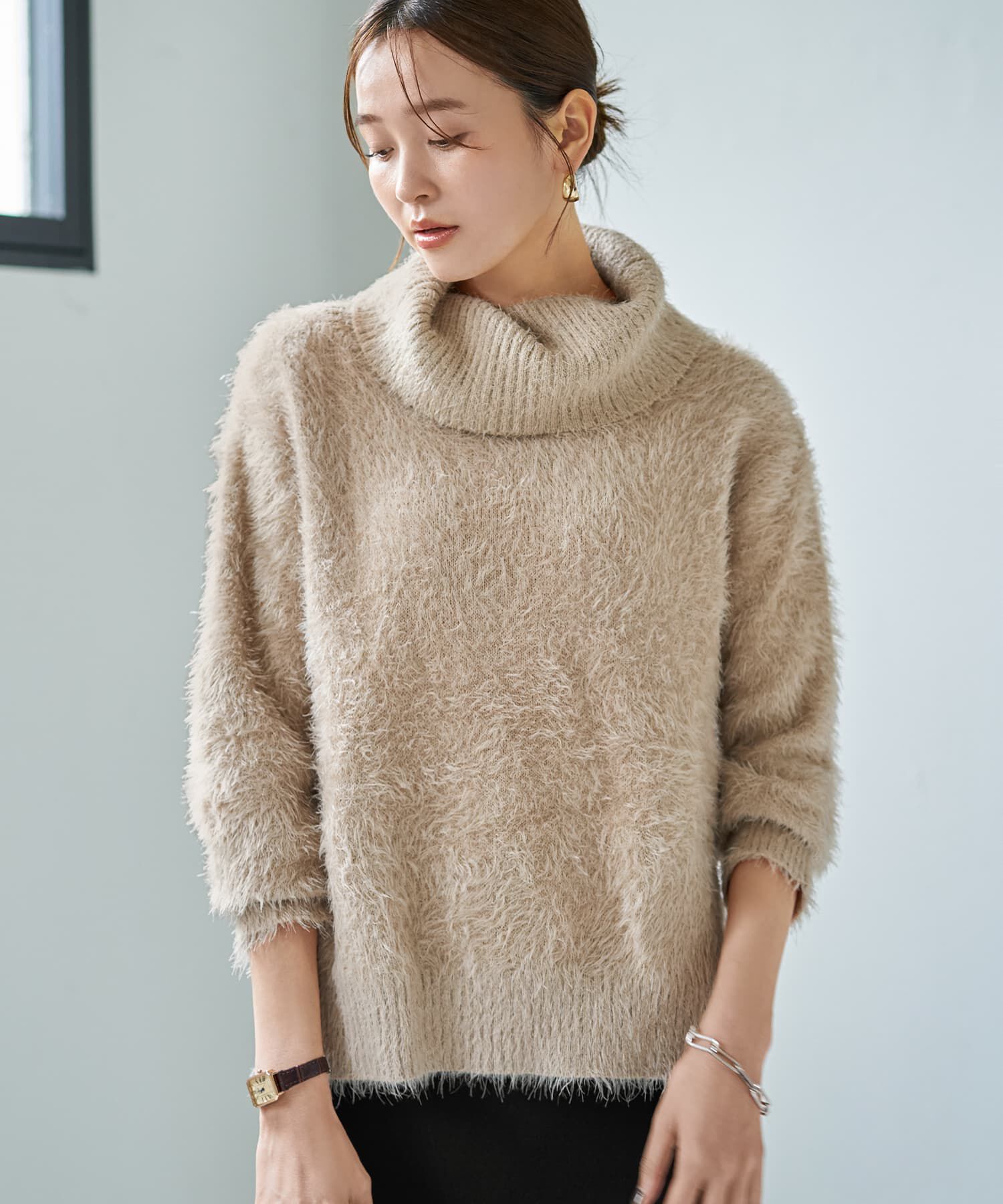 STYLE DELI「ふわふわシャギーオフタートルニット」|ニット・セーター|