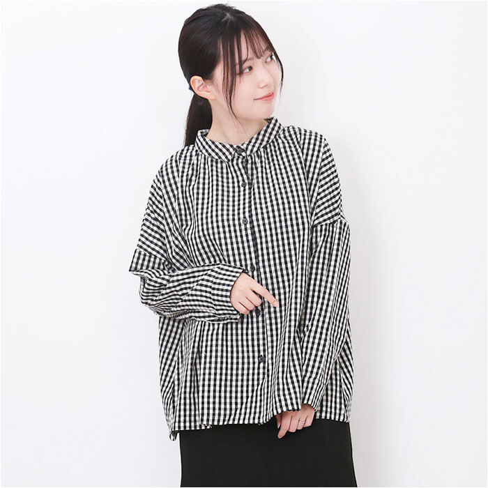 BACKYARD FAMILY「DGY ディージーワイ チェックシャツ レディース 通販 ブラウス シャツ ギャザーブラウス」|シャツ・ブラウス|