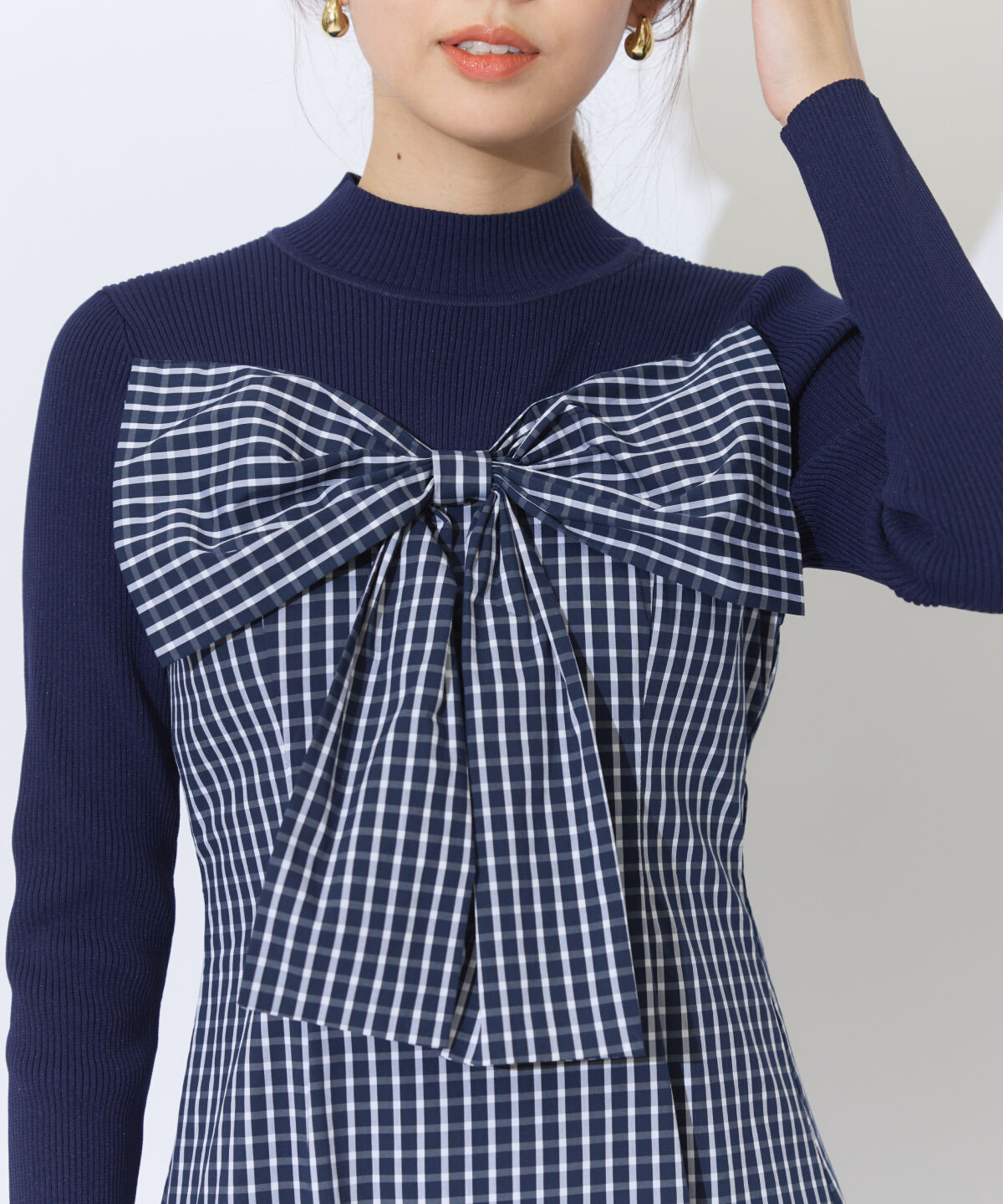 アンドクチュール「ギンガムチェック柄ドッキングワンピース」|ワンピース|