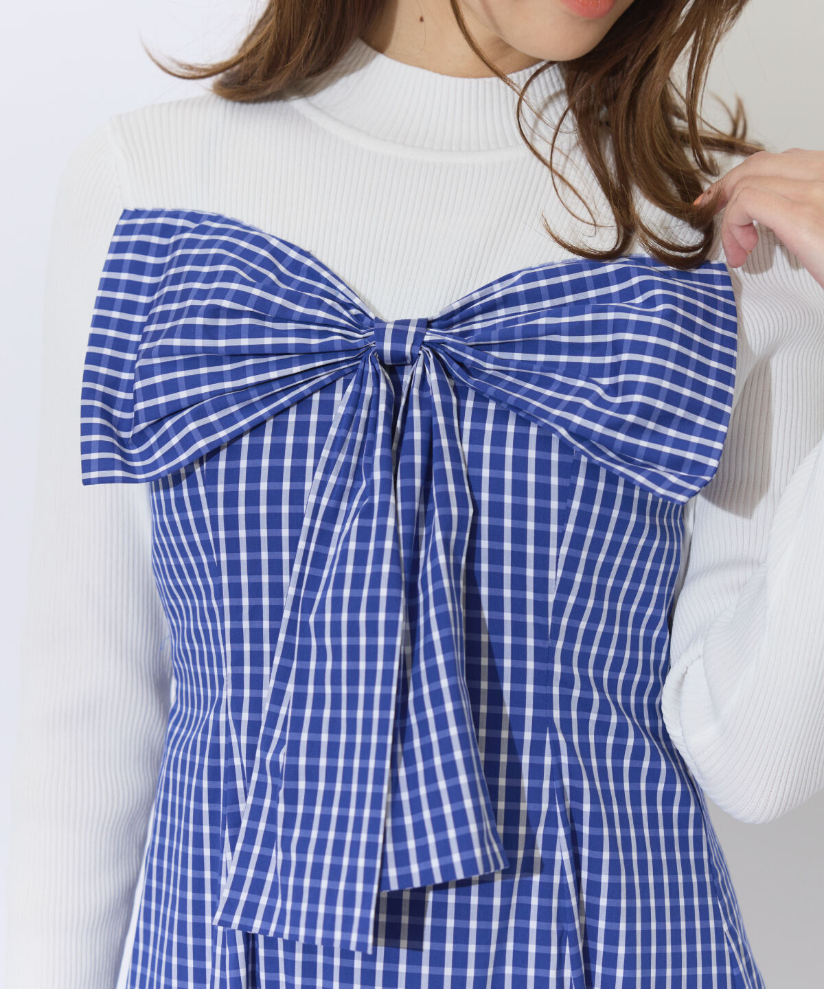 アンドクチュール「ギンガムチェック柄ドッキングワンピース」|ワンピース|