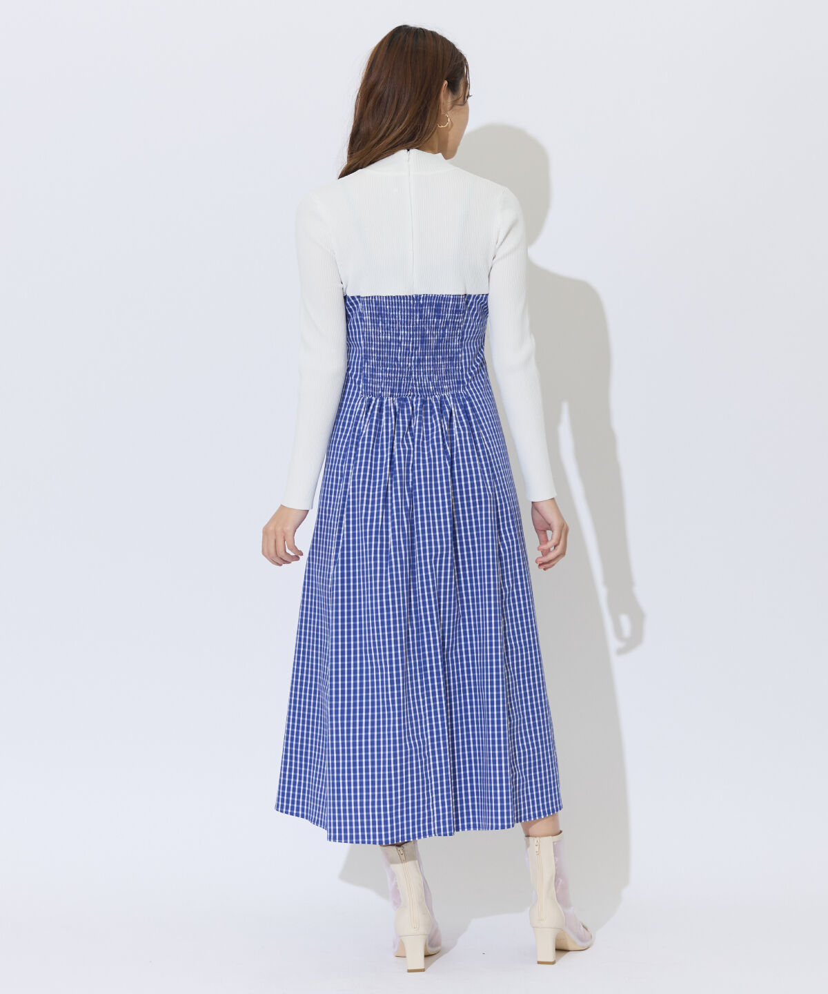 アンドクチュール「ギンガムチェック柄ドッキングワンピース」|ワンピース|