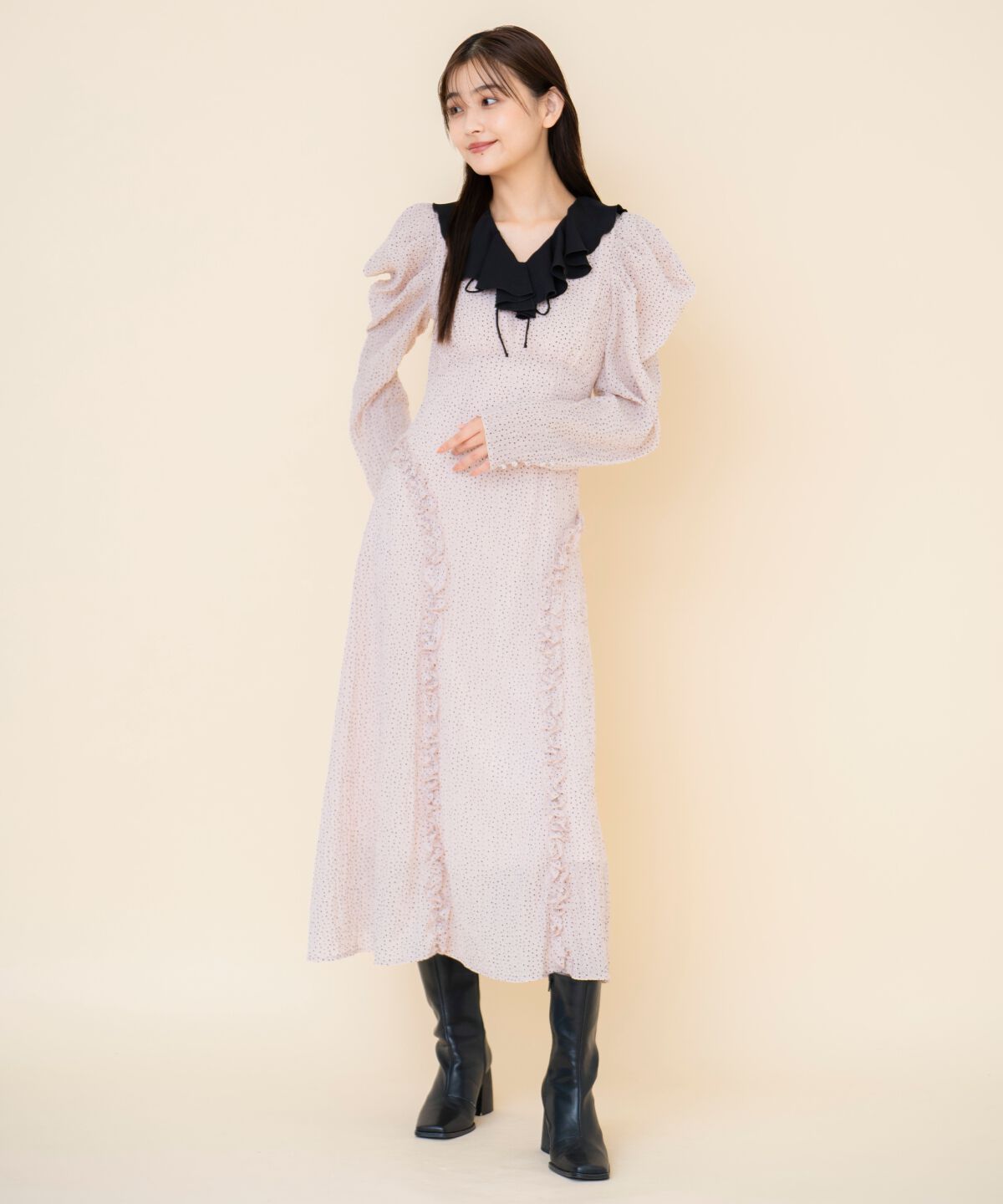 REDYAZEL「フリルカラードットワンピース」|ワンピース|ピンク