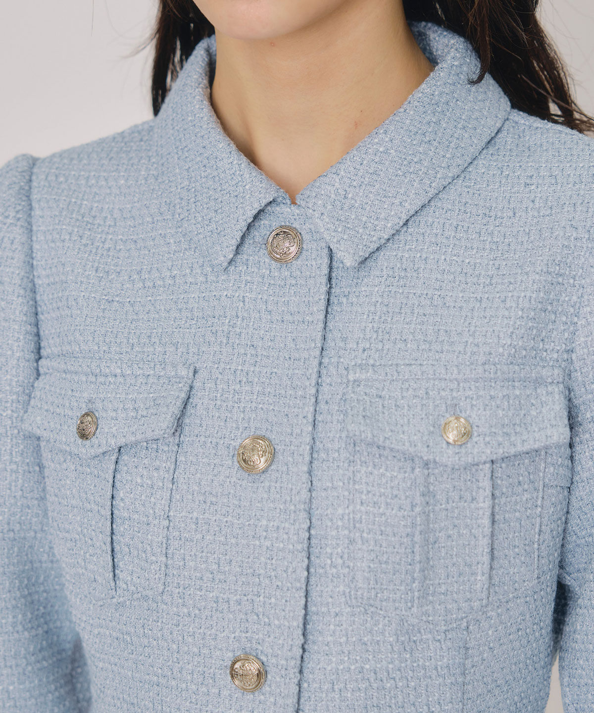 REDYAZEL「エンブレムボタンツイードシャツミニワンピース」|ワンピース|