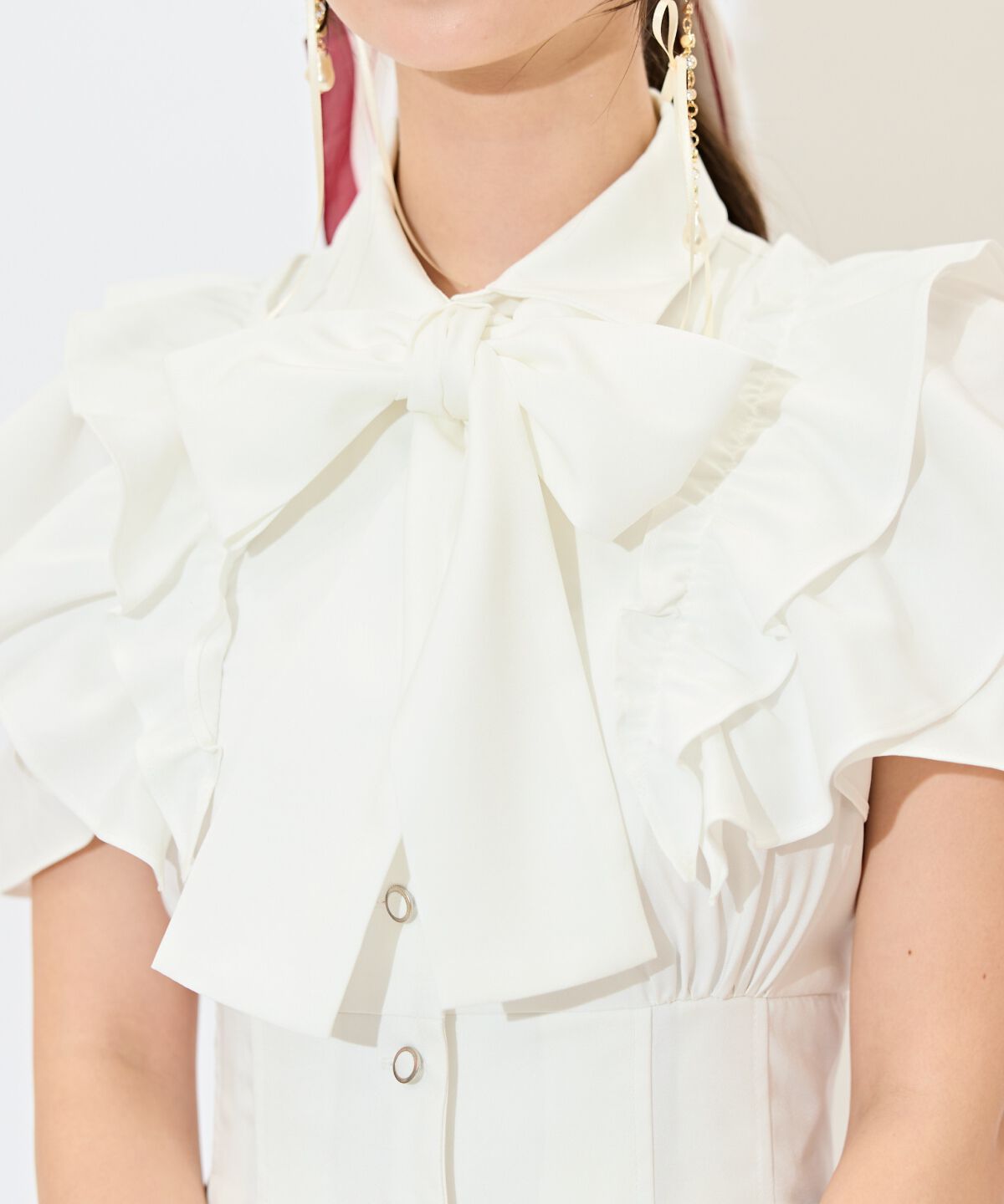 WILLSELECTION「ラッフルスリーブリボンタイワンピース」|ワンピース|