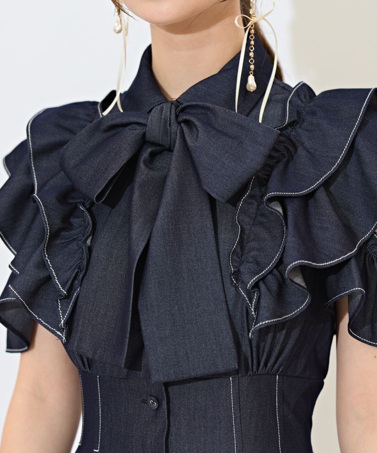 WILLSELECTION「ラッフルスリーブリボンタイワンピース」|ワンピース|