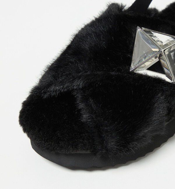 UNITED ARROWS「フェイクファークロス ビジュー サンダル」|サンダル|