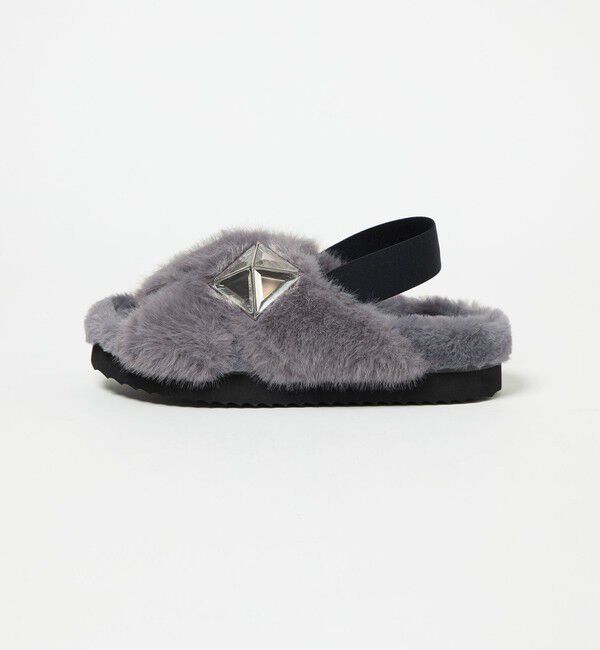 UNITED ARROWS「フェイクファークロス ビジュー サンダル」|サンダル|