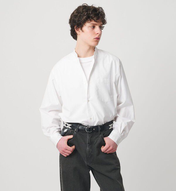 UNITED ARROWS「カリビアーナミルズ ポプリン バンドカラーシャツ」|シャツ・ブラウス|WHITE