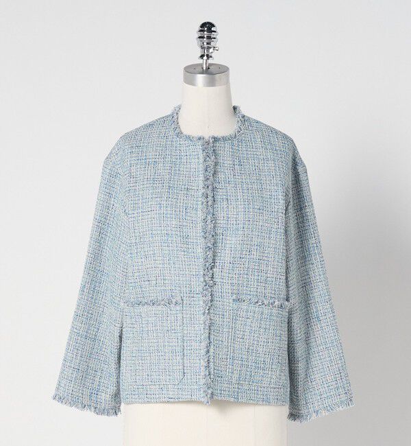 UNITED ARROWS green label relaxing「［size SHORTあり］ミックス ツイードライク ポケット ノーカラー ジャケット」|ノーカラージャケット|