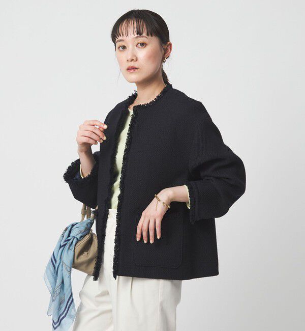 UNITED ARROWS green label relaxing「［size SHORTあり］ミックス ツイードライク ポケット ノーカラー ジャケット」|ノーカラージャケット|