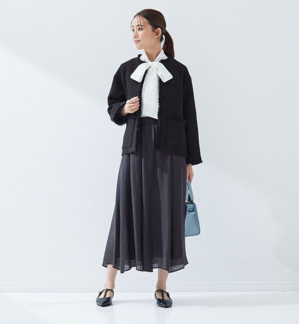 UNITED ARROWS green label relaxing「［size SHORTあり］ミックス ツイードライク ポケット ノーカラー ジャケット」|ノーカラージャケット|