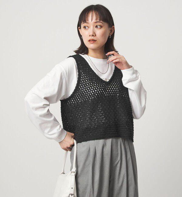 UNITED ARROWS green label relaxing「メッシュ ニット 2WAY ジレ ウォッシャブル」|ベスト・ジレ|DK.GRAY