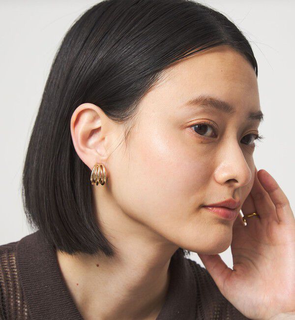 UNITED ARROWS green label relaxing「ラインミックス フープイヤリング」|イヤリング|