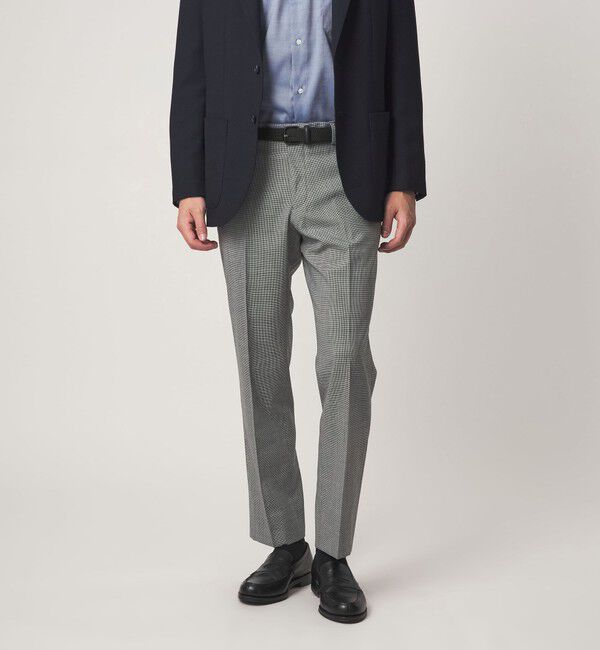 UNITED ARROWS green label relaxing「TW メランジ トロピカル スタンダード スラックス -ウォッシャブル・ストレッチ・ウエストアジャスター-」|スラックス|BLACK