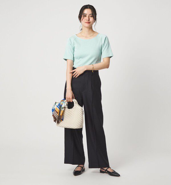 UNITED ARROWS green label relaxing「ブライトリブ ボートネック 5分袖 プルオーバー カットソー」|Tシャツ・カットソー|