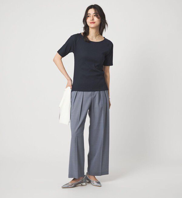 UNITED ARROWS green label relaxing「ブライトリブ ボートネック 5分袖 プルオーバー カットソー」|Tシャツ・カットソー|