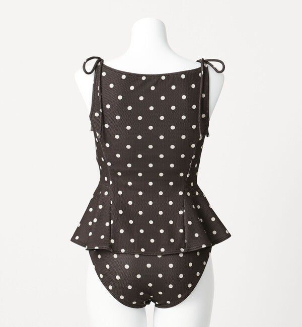 UNITED ARROWS green label relaxing「ハイネックWリボンフレア&ショーツ ドット柄 ブラック スイムウェア / 水着」|スポーツ|