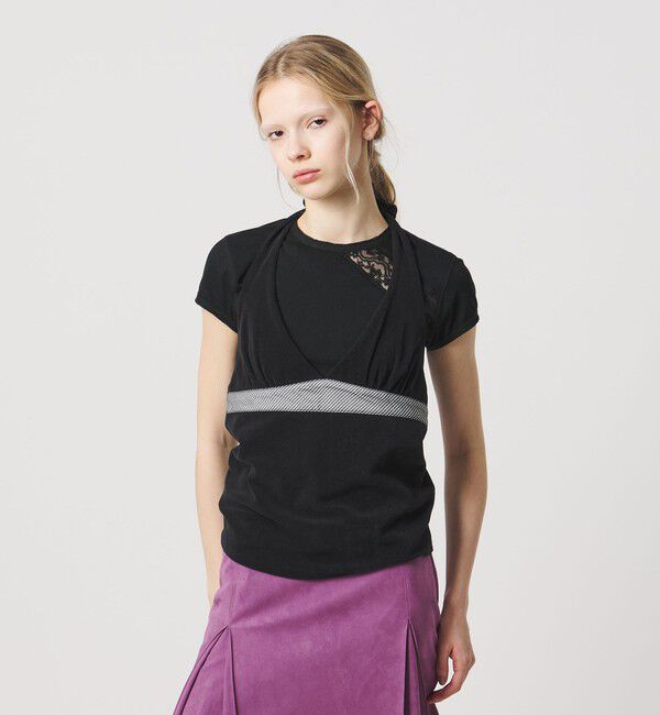 ATTISESSION「＜ATTISESSION＞パイル ホルターネック トップス」|その他|BLACK