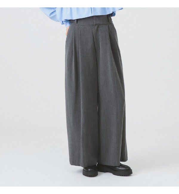 Ray BEAMS 「ヘリンボーン ハイウエスト ワイド パンツ」|チノ|