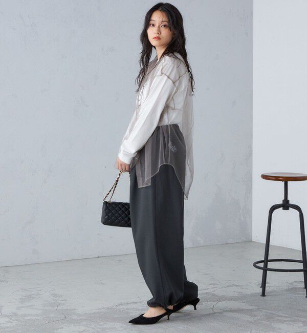 SHIPS for women「〈手洗い可能〉メランジ ツイル ギャザー カーゴパンツ ◇」|カーゴ|