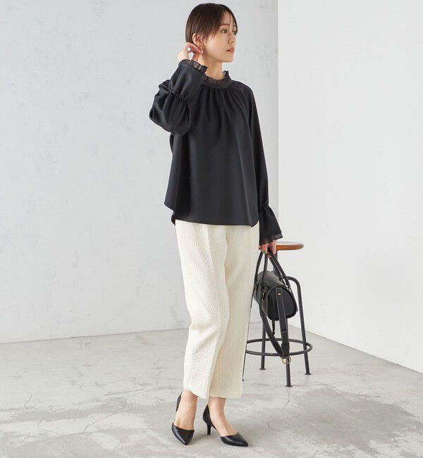 SHIPS for women「〈手洗い可能〉フクレ ジャカード テーパード パンツ」|その他|