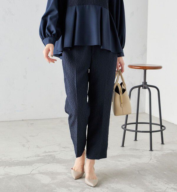 SHIPS for women「〈手洗い可能〉フクレ ジャカード テーパード パンツ」|その他|