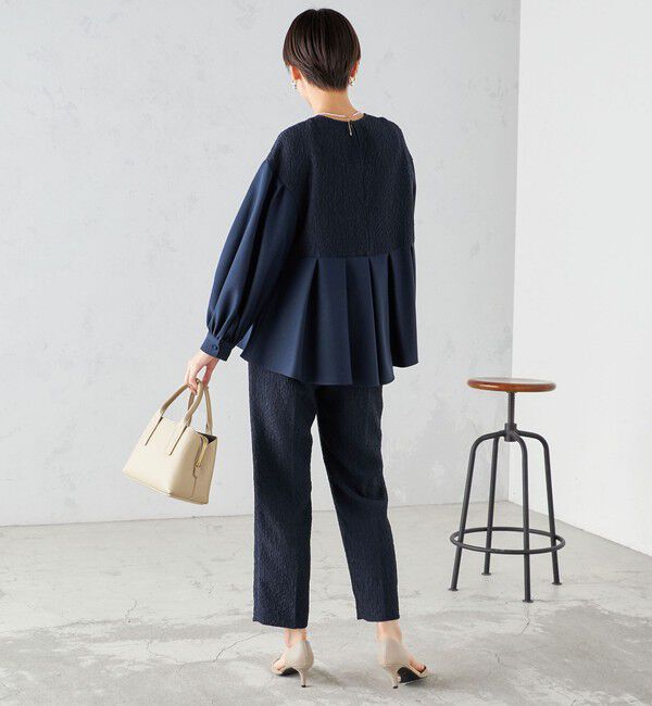 SHIPS for women「〈手洗い可能〉フクレ ジャカード テーパード パンツ」|その他|