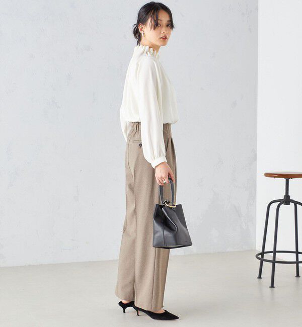 SHIPS for women「〈手洗い可能〉ウールライク ウエスト タック パンツ」|その他|