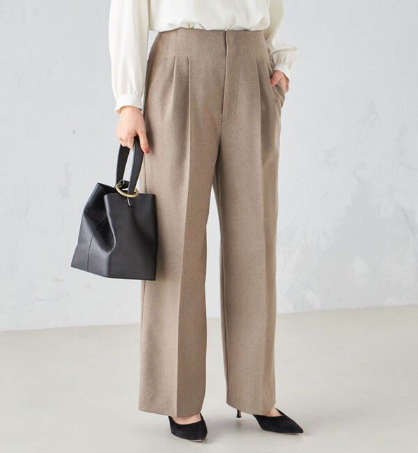SHIPS for women「〈手洗い可能〉ウールライク ウエスト タック パンツ」|その他|